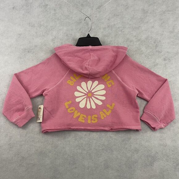 Billabong Girls Pink Cropped Hoodie XS 6 “Love Is All” NWT - Picture 5 of 10